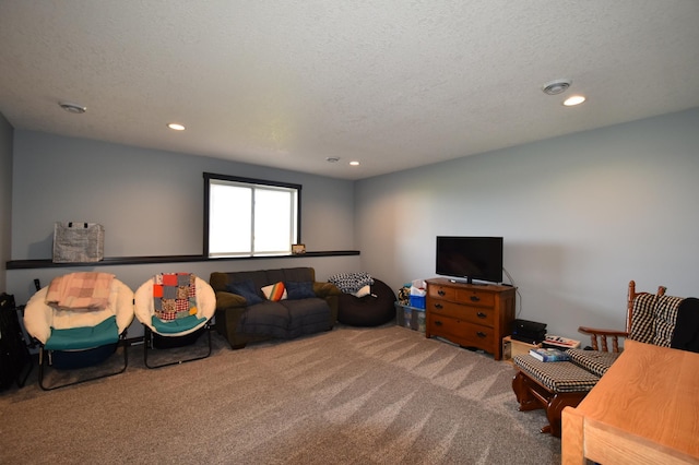 1800 20th Avenue Cir NE, Kasson, MN 55944 - carpeted living room with recessed lighting and a textured ceiling