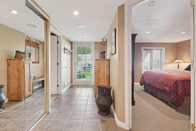 3806 Sunset Dr, Spring Park, MN 55384 - tiled bedroom featuring baseboards, recessed lighting, and access to outside