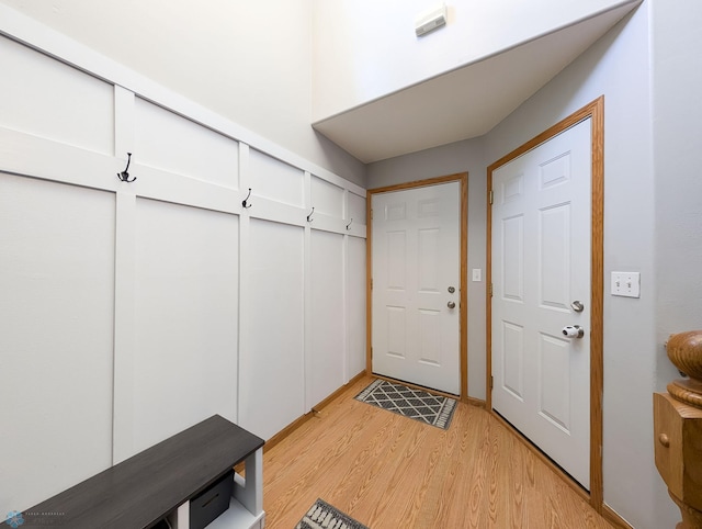 mudroom with light wood-type flooring