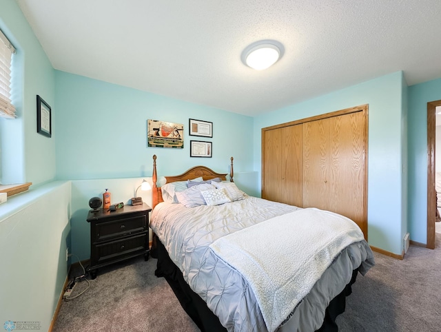 bedroom with carpet floors and a closet