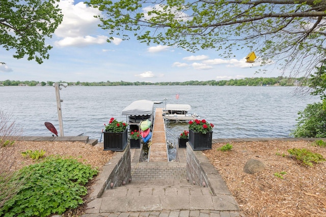 21273 Floral Bay Dr N, Forest Lake, MN 55025 - dock area with boat lift and a water view
