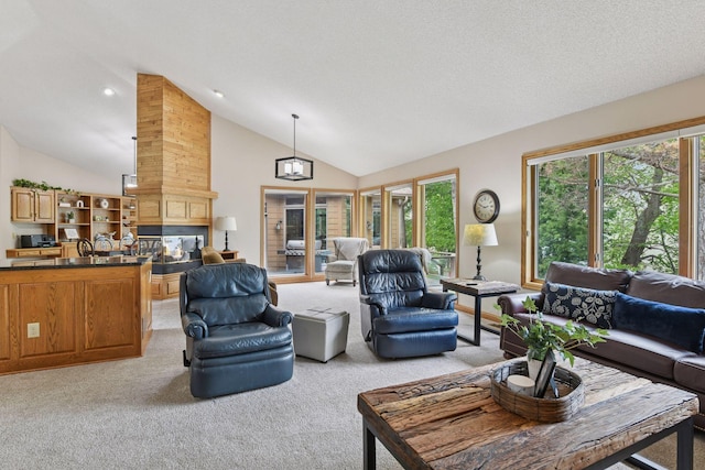21273 Floral Bay Dr N, Forest Lake, MN 55025 - living room featuring light colored carpet and high vaulted ceiling