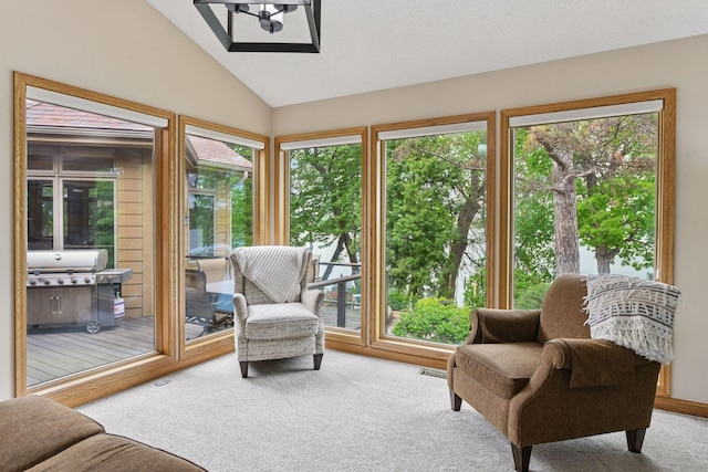 21273 Floral Bay Dr N, Forest Lake, MN 55025 - sunroom / solarium featuring vaulted ceiling and carpet floors