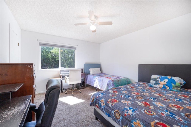 6900 Unity Ave N, Brooklyn Center, MN 55429 - bedroom with carpet, a textured ceiling, a ceiling fan, and a desk