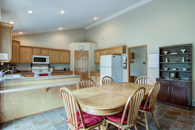 N5024 558th St, Menomonie, WI 54751 - dining space featuring high vaulted ceiling