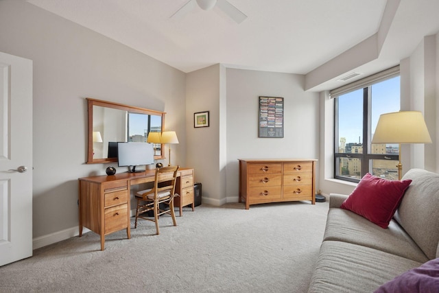 100 3rd Ave S Unit 1107, Minneapolis, MN 55401 - home office featuring light colored carpet, a ceiling fan, and baseboards