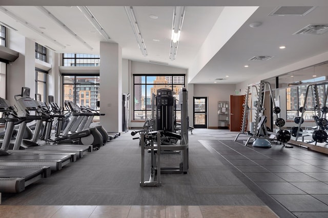 100 3rd Ave S Unit 1107, Minneapolis, MN 55401 - exercise room featuring carpet floors, baseboards, and recessed lighting