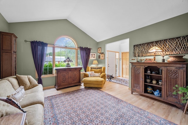 1665 3rd St SW, New Brighton, MN 55112 - living area featuring light wood-style flooring and high vaulted ceiling