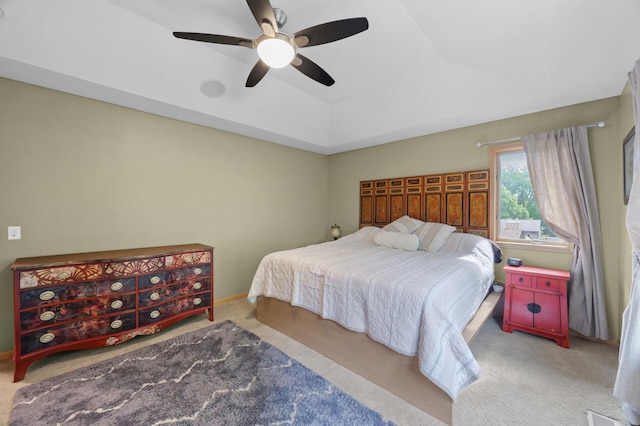 1665 3rd St SW, New Brighton, MN 55112 - bedroom featuring carpet, a ceiling fan, a raised ceiling, vaulted ceiling, and baseboards