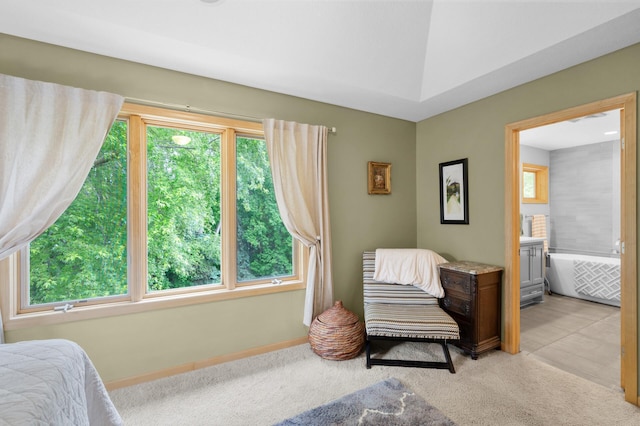 1665 3rd St SW, New Brighton, MN 55112 - bedroom with light colored carpet, baseboards, and connected bathroom