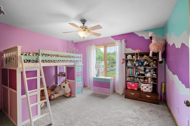 1665 3rd St SW, New Brighton, MN 55112 - bedroom featuring carpet flooring, a textured ceiling, and ceiling fan