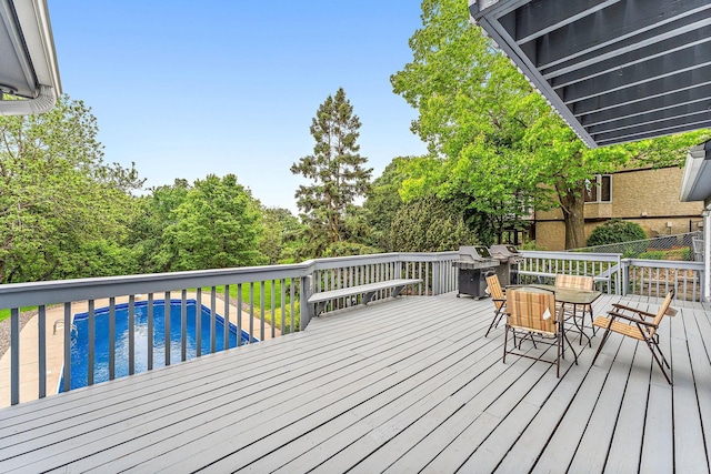 2501 112th St, Bloomington, MN 55431 - wooden terrace featuring outdoor dining space and grilling area