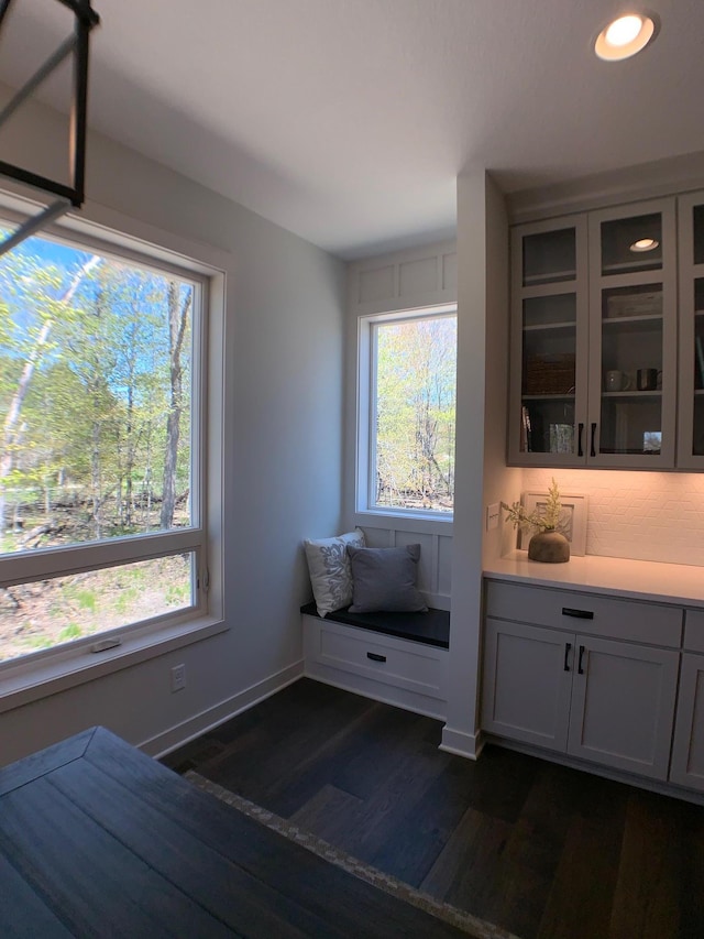 4605 130th Ln NE, Blaine, MN 55449 - dining space with dark wood-style flooring, healthy amount of natural light, and recessed lighting