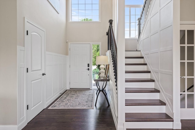 2940 Tiflawn Ct, Shakopee, MN 55379 - entryway with stairway, plenty of natural light, a high ceiling, and wood finished floors