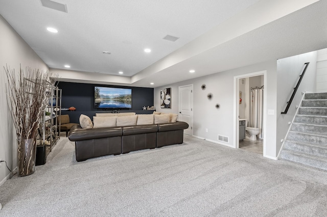 2940 Tiflawn Ct, Shakopee, MN 55379 - carpeted living area featuring baseboards, recessed lighting, and stairs