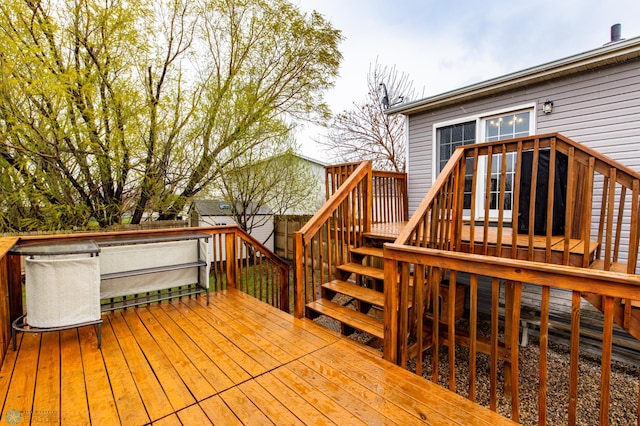 wooden deck with stairway