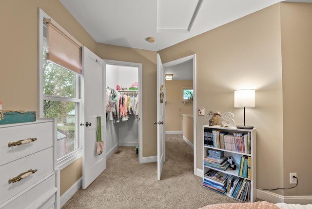 4236 Salem Ave, Saint Louis Park, MN 55416 - bedroom with multiple windows, light colored carpet, a walk in closet, and baseboards