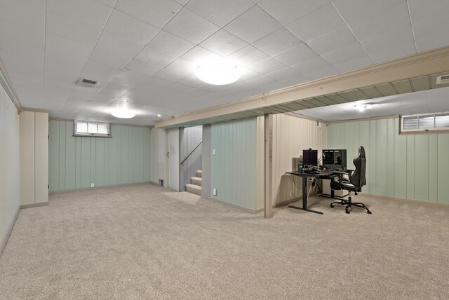 4236 Salem Ave, Saint Louis Park, MN 55416 - basement with carpet, a desk, and stairs