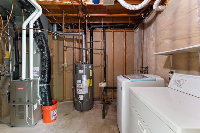 9013 91st St S, Cottage Grove, MN 55016 - unfinished basement with water heater, separate washer and dryer, and heating unit
