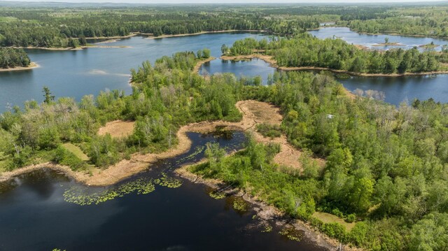 16504 280th St, Park Rapids, MN 56470 - aerial view of property and surrounding area featuring a heavily wooded area and a large body of water