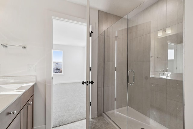 11781 34th St N, Lake Elmo, MN 55042 - bathroom with vanity, a shower stall, and baseboards