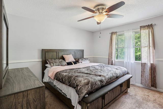 1650 132nd Ave NW, Coon Rapids, MN 55448 - bedroom featuring light colored carpet, a textured ceiling, and ceiling fan