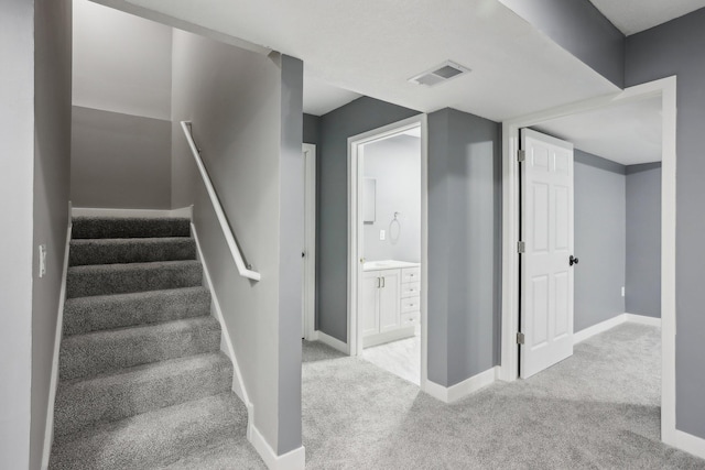 18378 Grasshopper Dr, Lakeville, MN 55044 - stairway featuring carpet flooring and baseboards