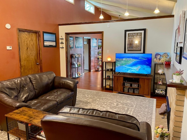 729 10th St E, Wabasha, MN 55981 - living area featuring wood finished floors and lofted ceiling