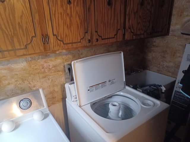 149 Riverview Dr Unit 5, Monticello, MN 55362 - laundry area with washer and dryer and cabinet space