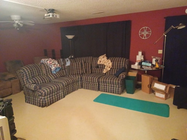 149 Riverview Dr Unit 5, Monticello, MN 55362 - living room featuring a ceiling fan and a textured ceiling