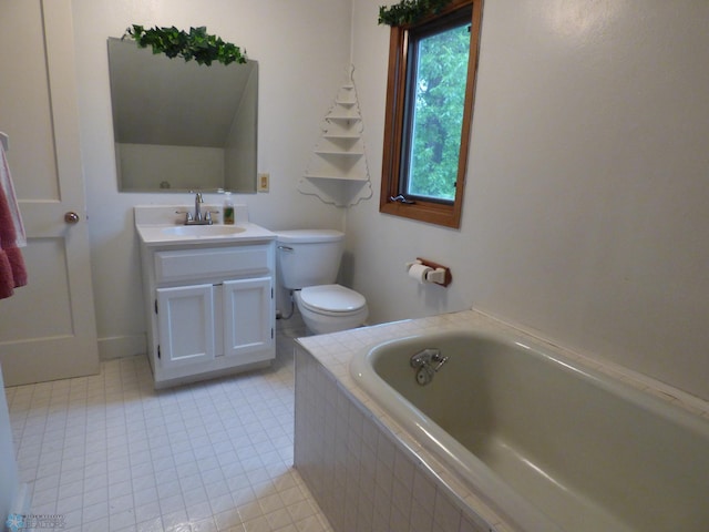 423 9th St N, Wahpeton, ND 58075 - bathroom featuring a bath, toilet, and vanity