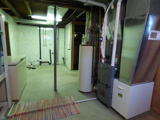 423 9th St N, Wahpeton, ND 58075 - unfinished below grade area with water heater and washer / dryer