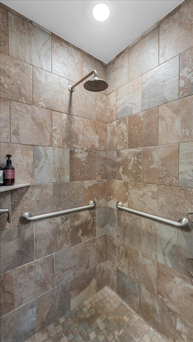 1219 Latoka Dr SW, Alexandria, MN 56308 - bathroom featuring tiled shower and a textured ceiling