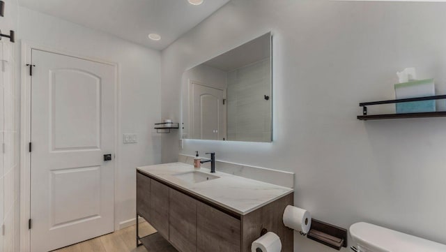 1219 Latoka Dr SW, Alexandria, MN 56308 - bathroom with toilet, vanity, and wood finished floors