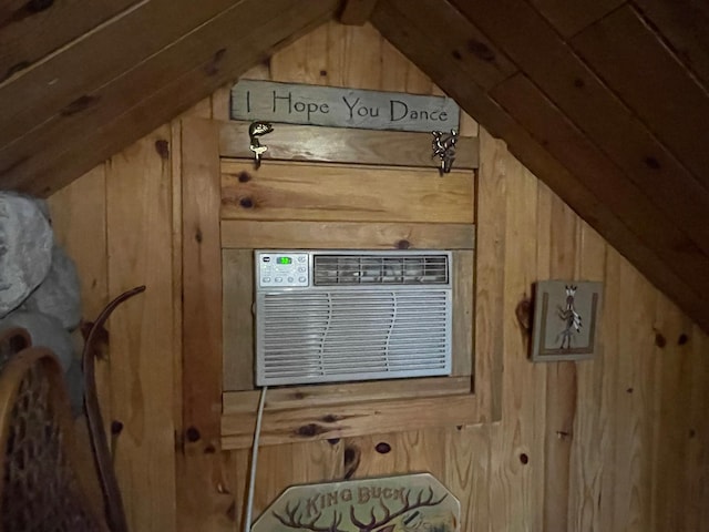 23979 Navajo Trl, Henning, MN 56551 - detailed view of wooden walls and cooling unit