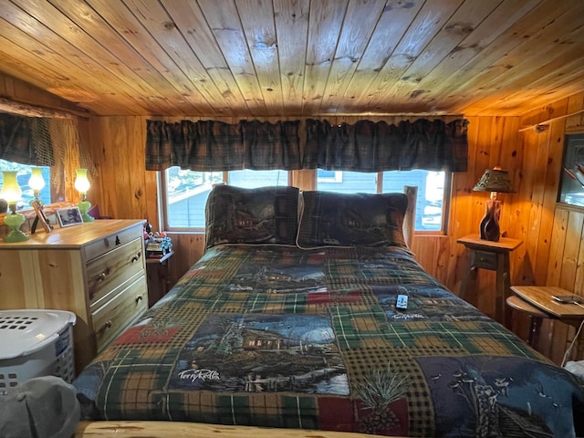 23979 Navajo Trl, Henning, MN 56551 - bedroom featuring wooden walls and wooden ceiling