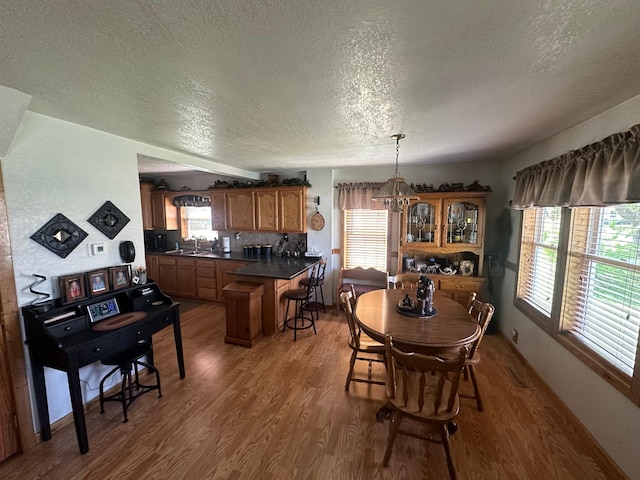 310 7th Ave NE, Roseau, MN 56751 - dining area with a textured ceiling and wood finished floors