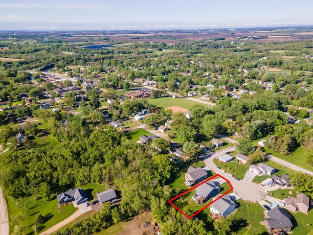 1004 Blanch Ct, Mantorville, MN 55955 - aerial view of residential area with property boundaries highlighted