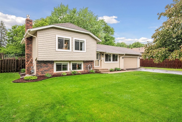 1686 Walnut Ln, Eagan, MN 55122 - split level home featuring driveway, a chimney, a garage, and roof with shingles