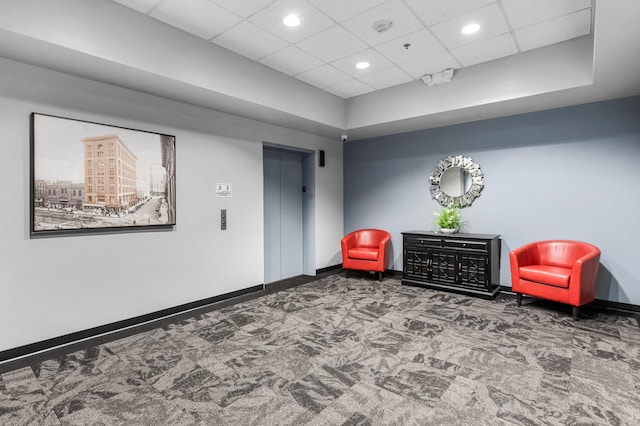 350 Saint Peter St Unit 701, Saint Paul, MN 55102 - sitting room featuring carpet, elevator, baseboards, and recessed lighting