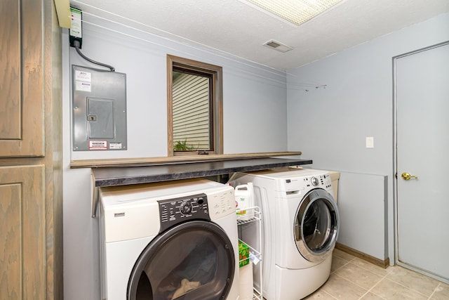 39 154th Ave NE, Ham Lake, MN 55304 - laundry area with electric panel, separate washer and dryer, light tile patterned flooring, and baseboards