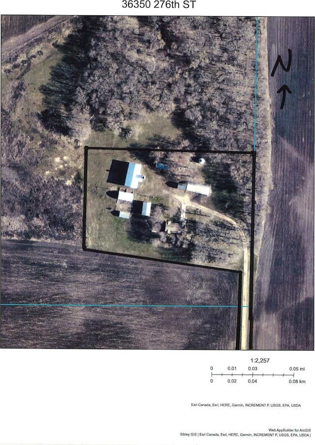 36350 276th St, Henderson, MN 56044 - map / location featuring property parcel outlined
