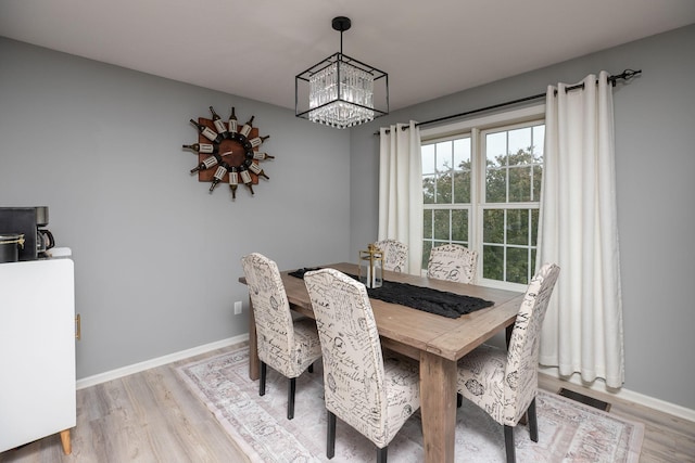 907 Rodeo Dr SE, Pine Island, MN 55963 - dining room with a chandelier, light wood-type flooring, and baseboards