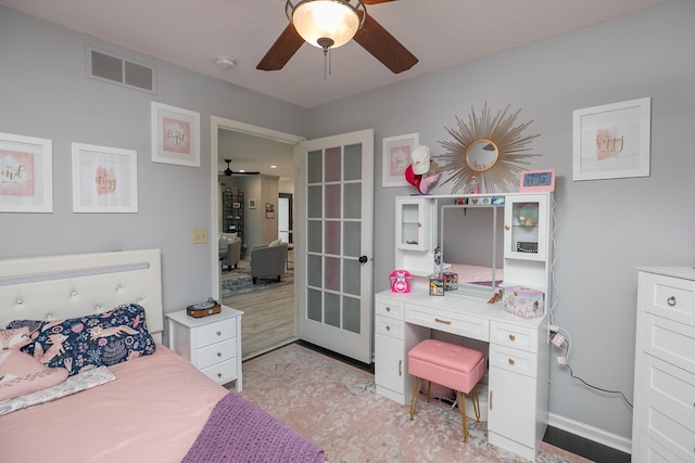 907 Rodeo Dr SE, Pine Island, MN 55963 - bedroom featuring french doors and ceiling fan