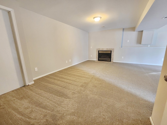 403 Littleford Ln, Faribault, MN 55021 - unfurnished living room featuring carpet flooring, a fireplace, and baseboards