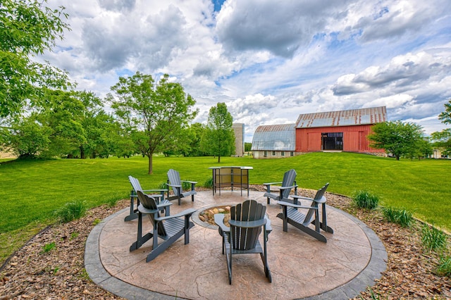 8632 Neal Ave S, Denmark Twp, MN 55033 - view of patio featuring a fire pit and an outdoor structure