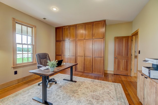 8632 Neal Ave S, Denmark Twp, MN 55033 - office area featuring wood finished floors, baseboards, and recessed lighting
