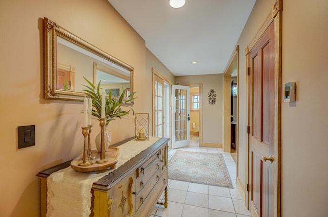 8632 Neal Ave S, Denmark Twp, MN 55033 - hallway with light tile patterned floors, baseboards, and recessed lighting