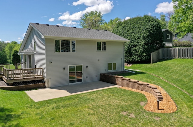 8790 212th St N, Forest Lake, MN 55025 - rear view of property with a patio, a deck, and a shingled roof