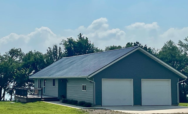 22 Jayvee Ln, Lake Sarah Twp, MN 56132 - ranch-style home featuring a front lawn, a metal roof, a detached garage, and a porch